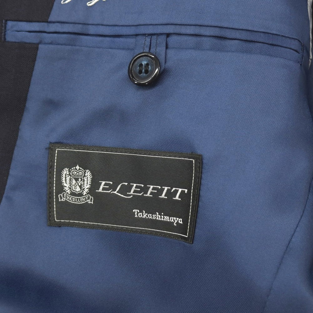 【中古】タカシマヤ takashimaya ELEFIT ウール シャドウストライプ 2つボタンスーツ ネイビー【サイズ表記なし(S位)】【 状態ランクB 】【 メンズ 】