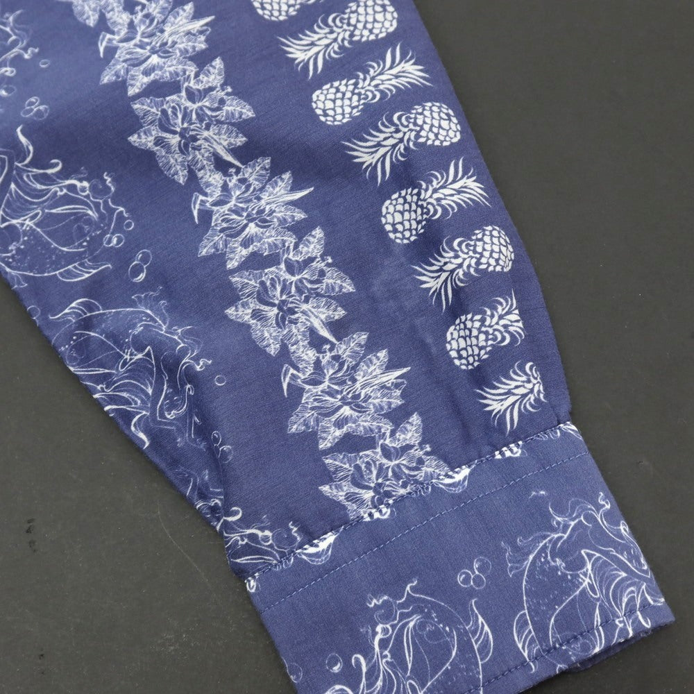 【中古】エトロ ETRO コットンシルク セミワイドカラー カジュアルシャツ ネイビーxホワイト【サイズM】【 状態ランクC 】【 メンズ 】