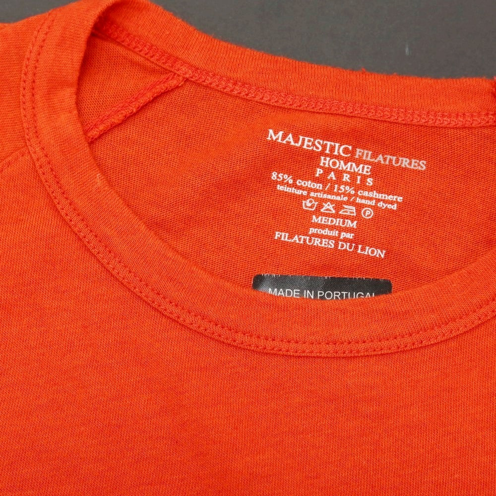 【SALE30%OFF/返品不可】【中古】マジェスティック フィラチュール オム MAJESTIC FILATURES HOMME コットンカシミヤ クルーネック 半袖Tシャツ オレンジ【 サイズM 】【 状態ランクA 】【 メンズ 】