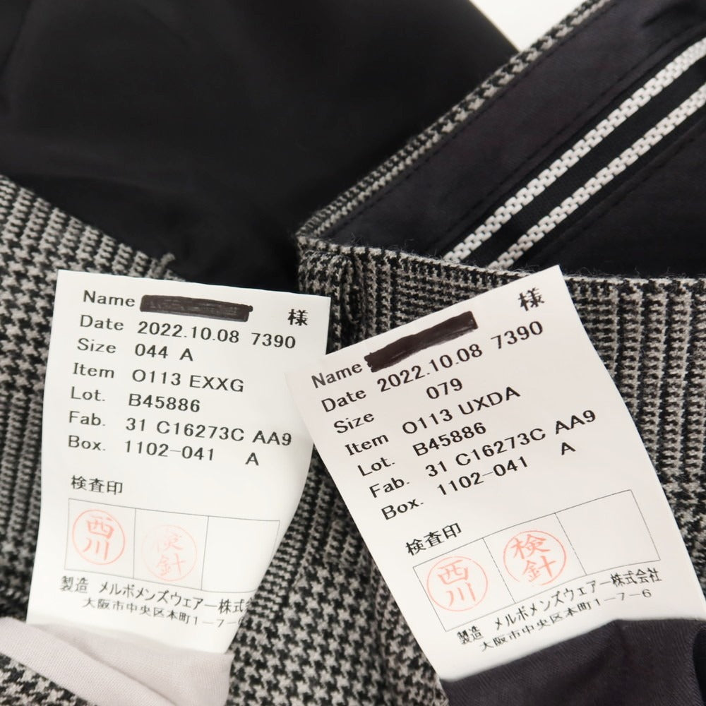 【中古】アザブテーラー azabu tailor WORLD TRAVELER ウール グレンチェック 2つボタンスーツ ブラックxホワイト【サイズ上42/下79/ジレ44】【 状態ランクB 】【 メンズ 】