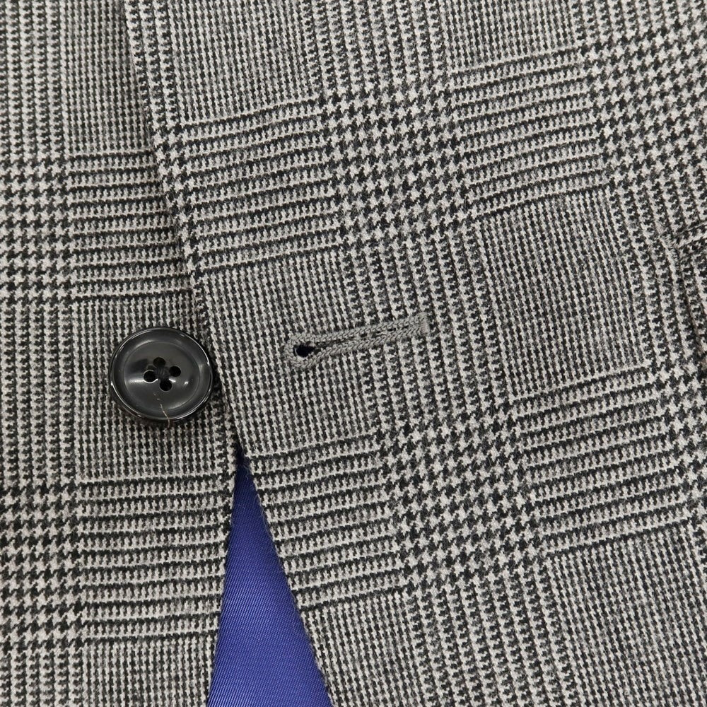 【中古】アザブテーラー azabu tailor WORLD TRAVELER ウール グレンチェック 2つボタンスーツ ブラックxホワイト【サイズ上42/下79/ジレ44】【 状態ランクB 】【 メンズ 】