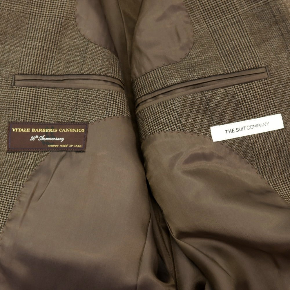 【中古】スーツカンパニー THE SUIT COMPANY ウール グレンチェック 2つボタンスーツ アッシュブラウン【サイズ165(S位)】【 状態ランクB 】【 メンズ 】