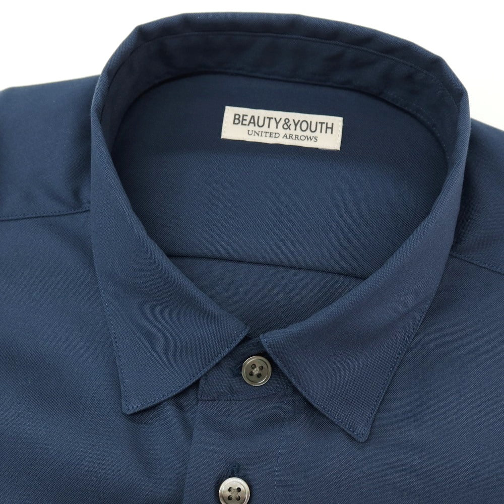 【中古】【未使用】ビューティアンドユースユナイテッドアローズ BEAUTY&YOUTH UNITED ARROWS コットン ショートカラー 半袖シャツ ライトネイビー【サイズS】【 状態ランクS 】【 メンズ 】