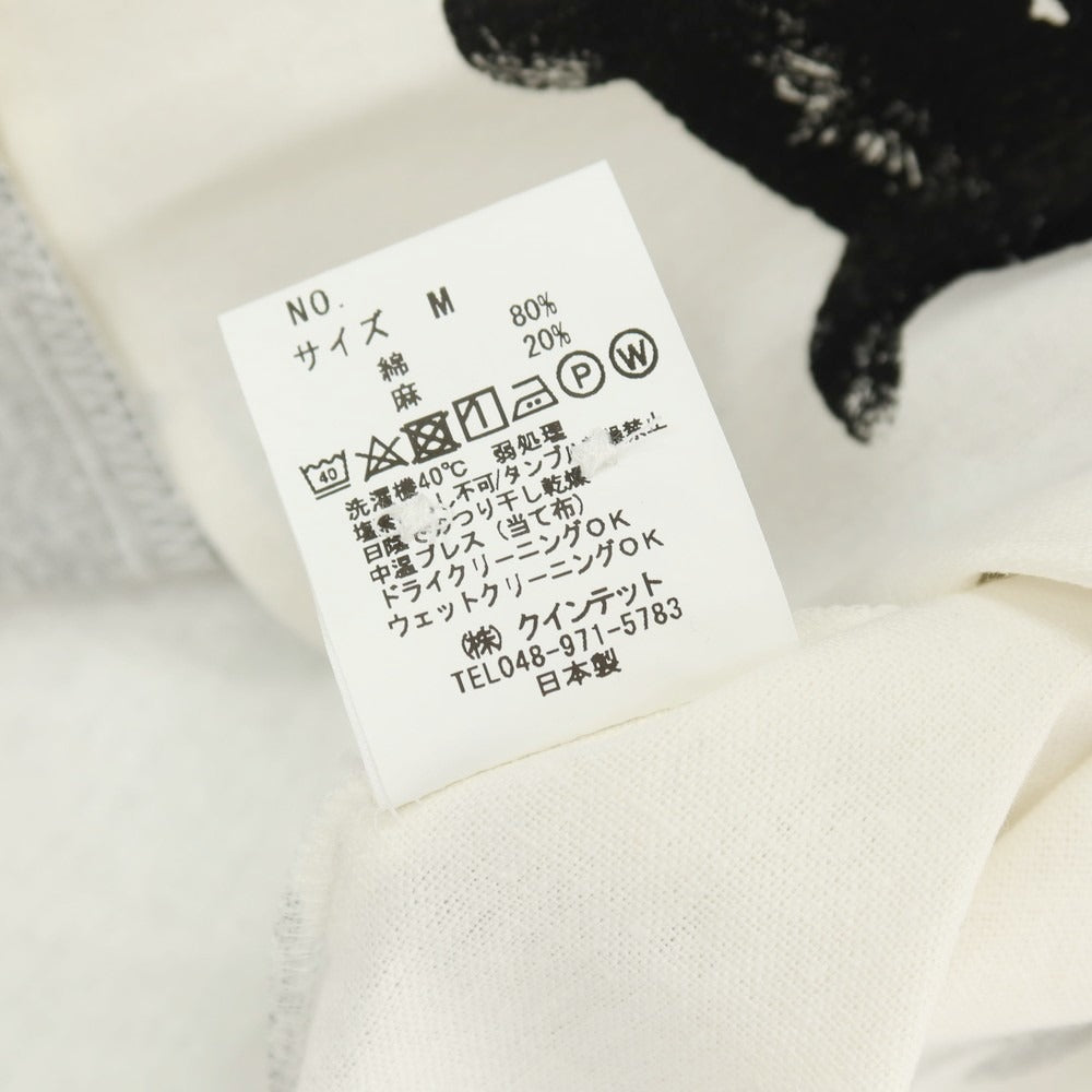 【中古】【未使用】ヴィンテージイーエル VINTAGE.E.L コットンリネン 黒猫 プリント カジュアルシャツ ホワイト【サイズM】【 状態ランクS 】【 メンズ 】