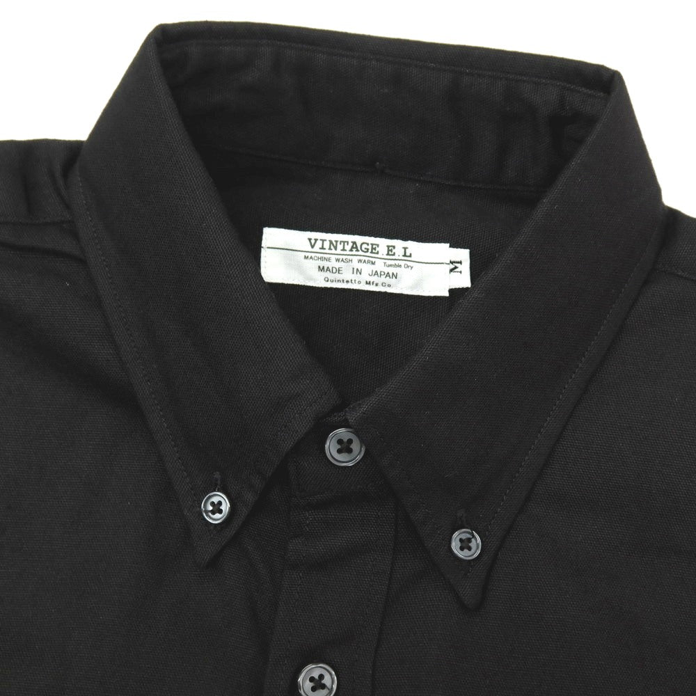 【中古】【未使用】ヴィンテージイーエル VINTAGE.E.L コットン オックスフォード ボタンダウン 半袖シャツ ブラック【サイズM】【 状態ランクS 】【 メンズ 】
