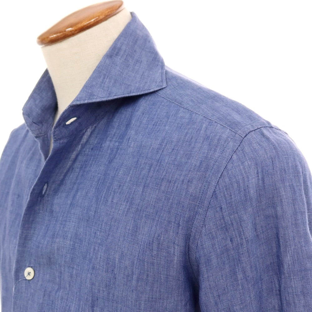 【中古】ガリポリカミチェリア GALLIPOLI camiceria fuego リネン ホリゾンタルカラー カジュアルシャツ ブルー【サイズ46】【 状態ランクC 】【 メンズ 】