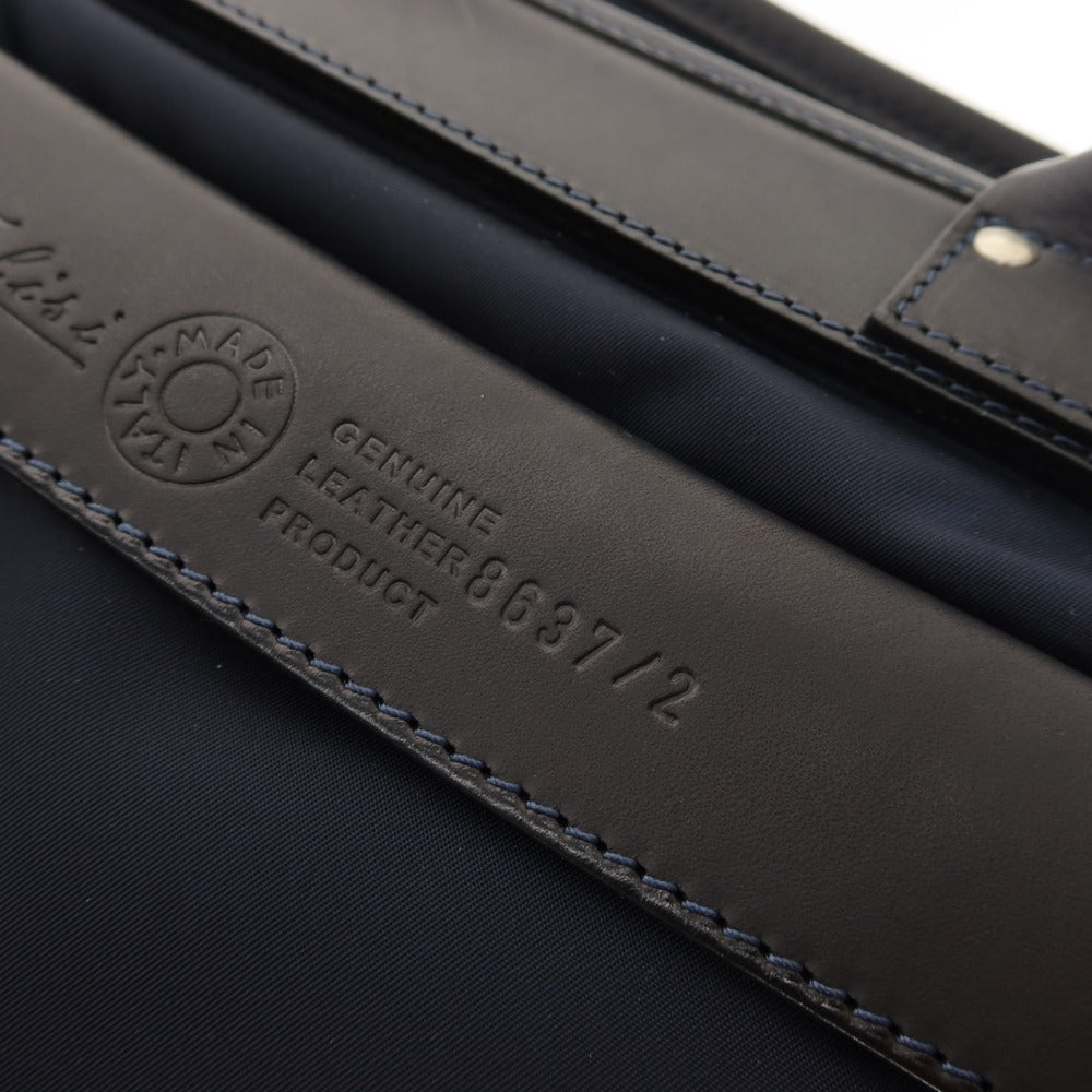 【中古】【未使用】フェリージ Felisi 8637/2 ナイロン レザー ブリーフケース ネイビーxブラック【 状態ランクS 】【 メンズ 】
