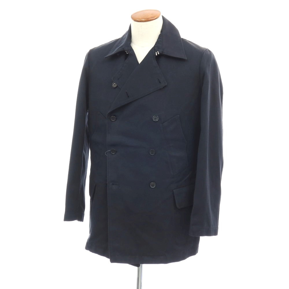 【中古】ラム HLAM ツイル コットンリネン ピーコート ネイビー【サイズM】【メンズ】 中古】ラム HLAM ツイル コットンリネン ピーコート ネイビー【サイズM