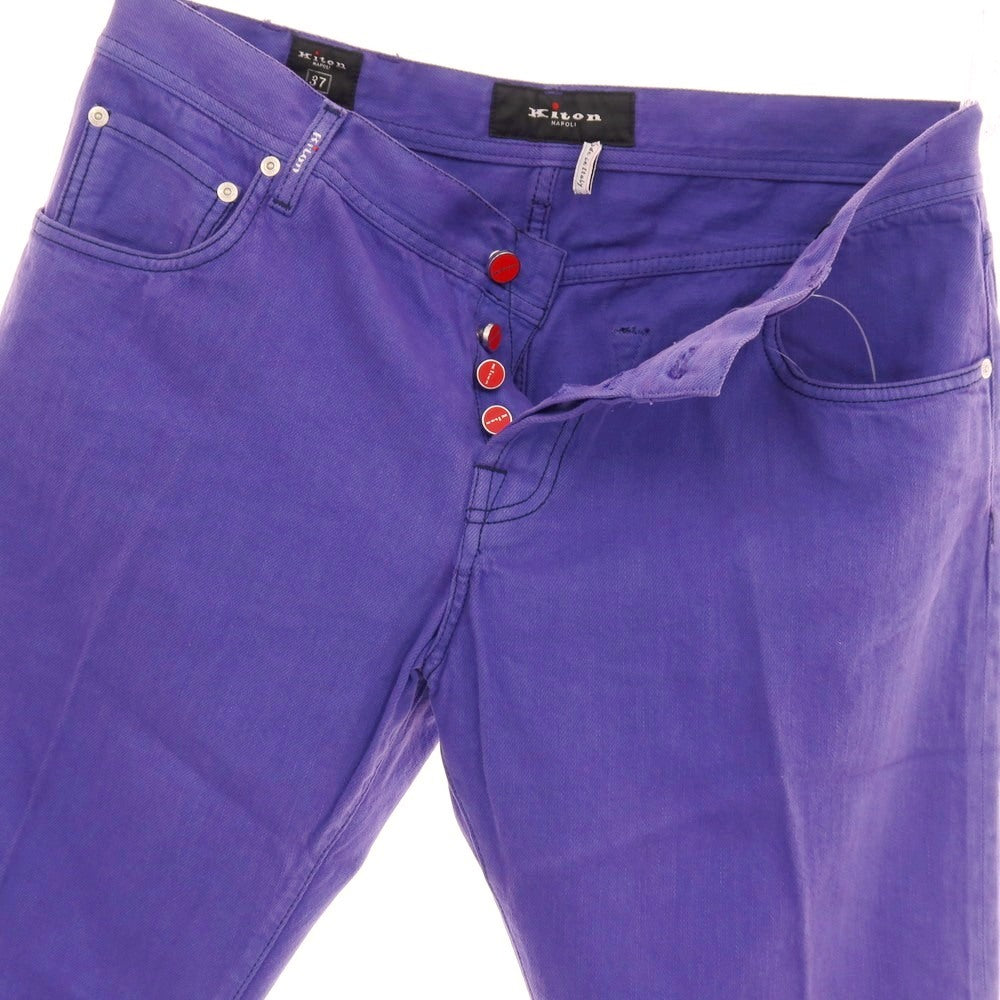 【中古】【未使用】キートン Kiton コットン デニムパンツ パープル【サイズ37】【 状態ランクS 】【 メンズ 】