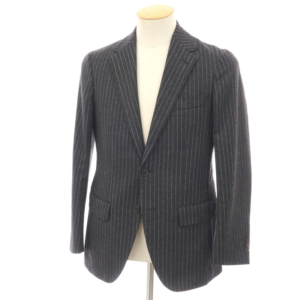 【中古】グリーンレーベルリラクシング green label relaxing ウール ストライプ 2B テーラードジャケット グレーxホワイト【サイズ44】【 状態ランクC 】【 メンズ 】
