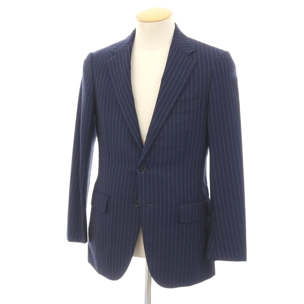 【中古】グリーンレーベルリラクシング green label relaxing ウール ストライプ 2B テーラードジャケット ネイビーxベージュ【サイズ44】【 状態ランクC 】【 メンズ 】