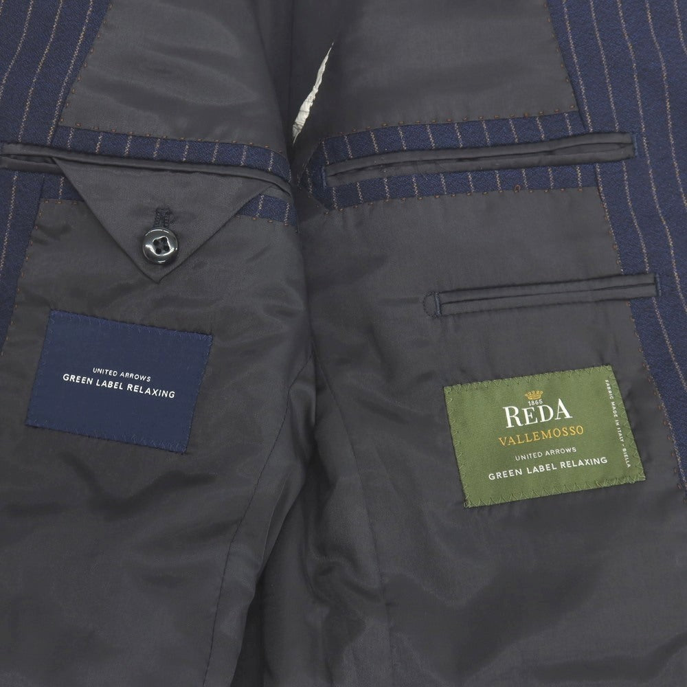 【中古】グリーンレーベルリラクシング green label relaxing ウール ストライプ 2B テーラードジャケット ネイビーxベージュ【サイズ44】【 状態ランクC 】【 メンズ 】