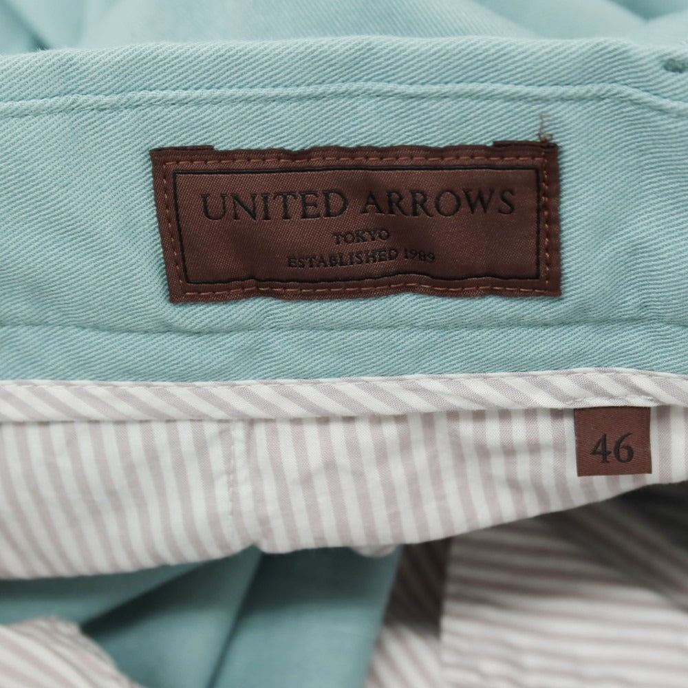 【中古】ユナイテッドアローズ UNITED ARROWS ストレッチ コットンリネン カジュアルスラックスパンツ ターコイズ系【サイズ46】【 状態ランクC 】【 メンズ 】