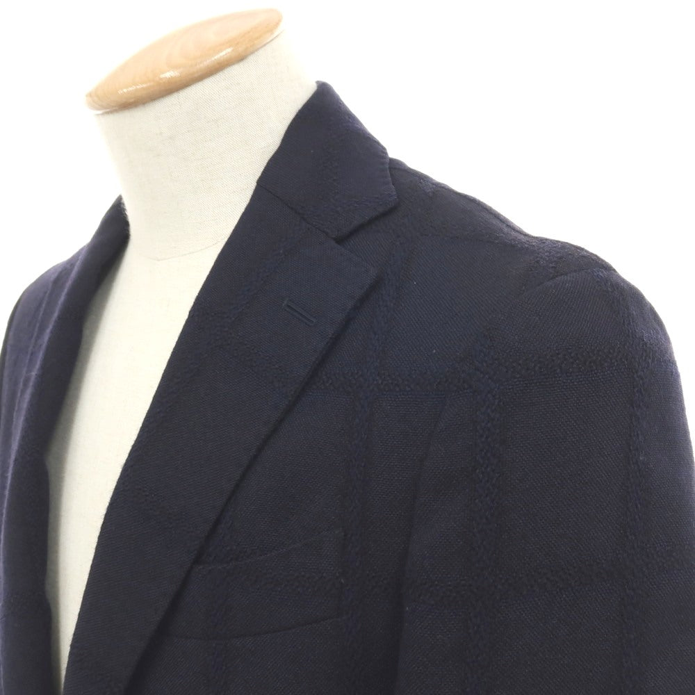 【中古】ラルディーニ LARDINI ウール チェック 3B テーラードジャケット ネイビー【サイズ44】【 状態ランクB 】【 メンズ 】