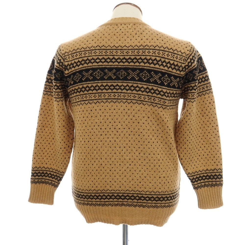 【中古】インバーアラン INVERALLAN ウール クルーネック プルオーバーニット ベージュxブラック【サイズ40】【 状態ランクB 】【 メンズ 】