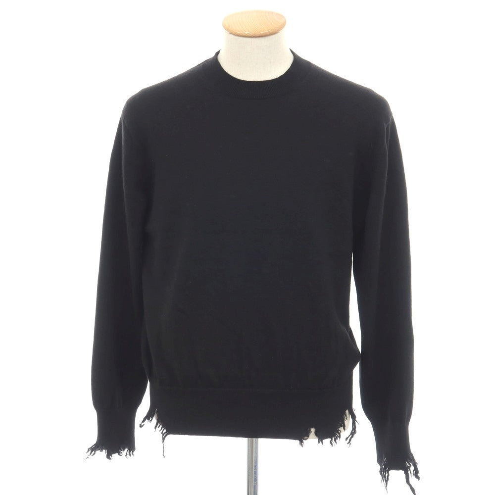 【中古】ロエフ LOEFF ダメージ加工 ウール クルーネック プルオーバーニット ブラック【サイズ1】【 状態ランクB 】【 ユニセックス 】