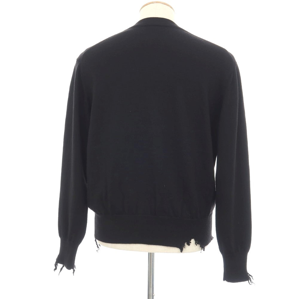 【中古】ロエフ LOEFF ダメージ加工 ウール クルーネック プルオーバーニット ブラック【サイズ1】【 状態ランクB 】【 ユニセックス 】