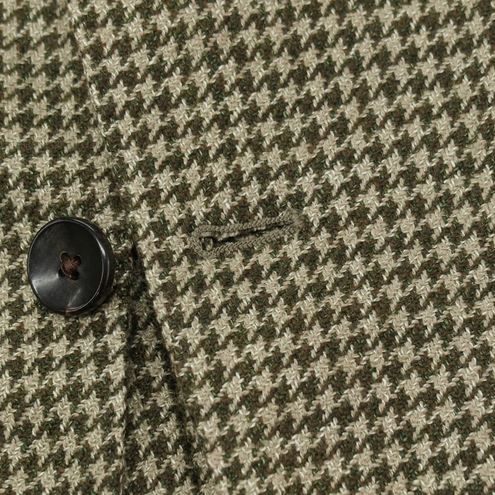 【中古】ラルディーニ LARDINI ウールリネン ハウンドトゥース 3B テーラードジャケット オリーブ系【サイズ44】【 状態ランクC 】【 メンズ 】