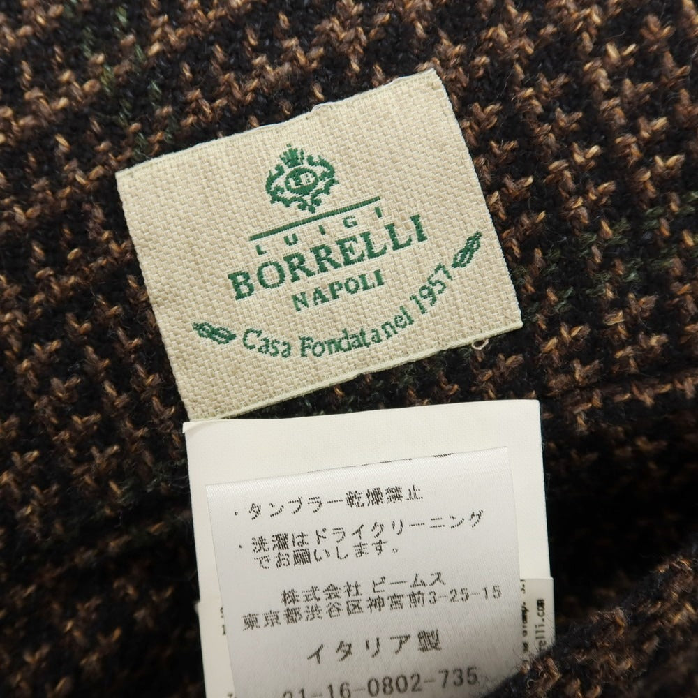 【中古】ルイジ ボレッリ Luigi Borrelli ウールシルクリネン チェック 6B テーラードジャケット ブラウン系【サイズ44】【 状態ランクC 】【 メンズ 】