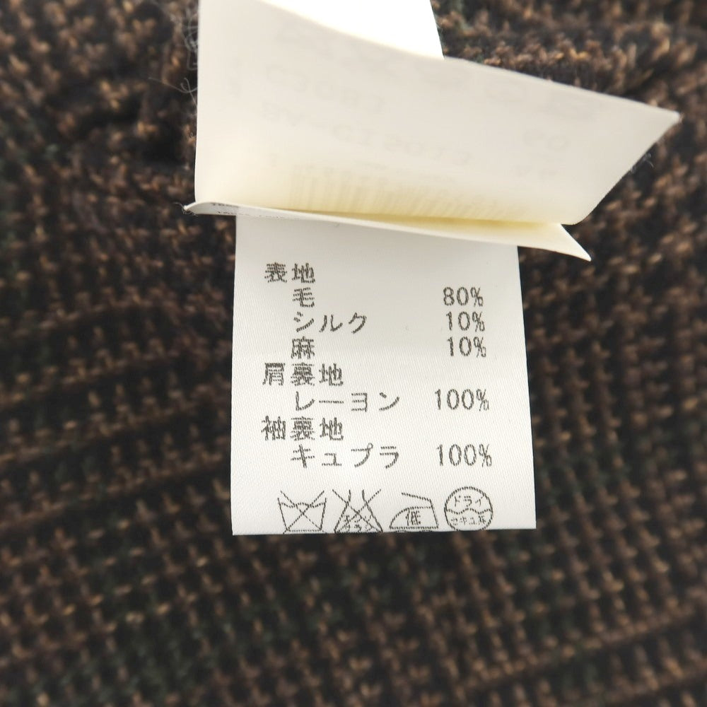 【中古】ルイジ ボレッリ Luigi Borrelli ウールシルクリネン チェック 6B テーラードジャケット ブラウン系【サイズ44】【 状態ランクC 】【 メンズ 】