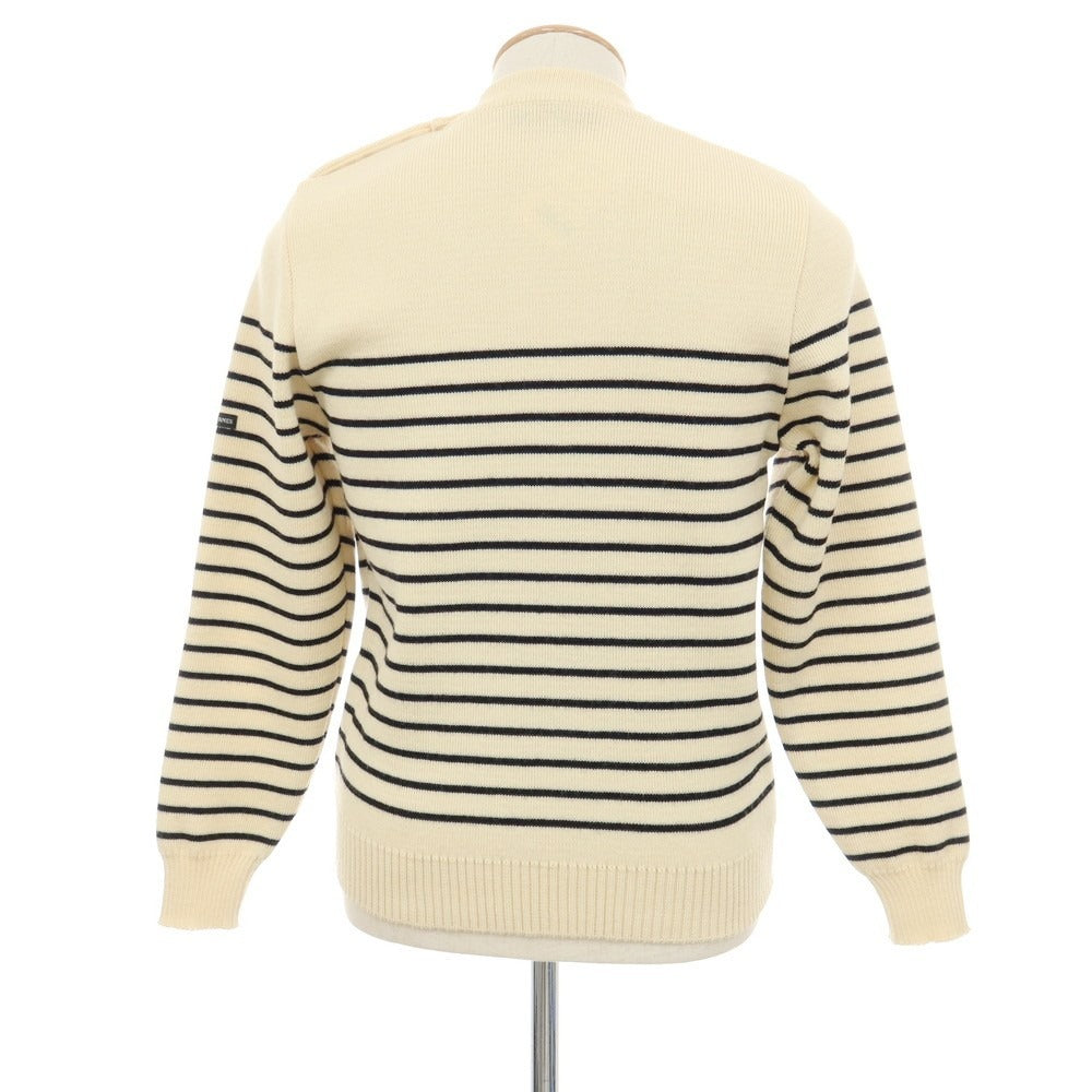 【中古】セントジェームス SAINT JAMES ウール ボーダー ビニック クルーネック プルオーバーニット アイボリーxブラック【サイズXS】【 状態ランクB 】【 メンズ 】