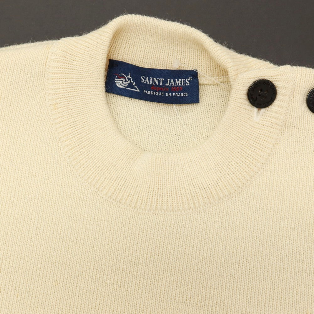 【中古】セントジェームス SAINT JAMES ウール ボーダー ビニック クルーネック プルオーバーニット アイボリーxブラック【サイズXS】【 状態ランクB 】【 メンズ 】