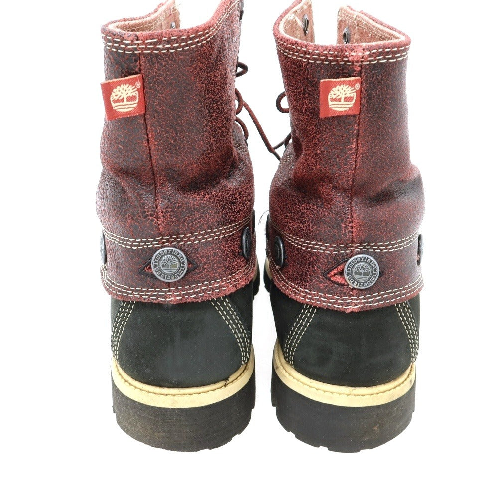 【中古】ティンバーランド Timberland ヌバック キャンバス ブーツ ブラックxレッド【サイズ9 1/2】【 状態ランクC 】【 メンズ 】