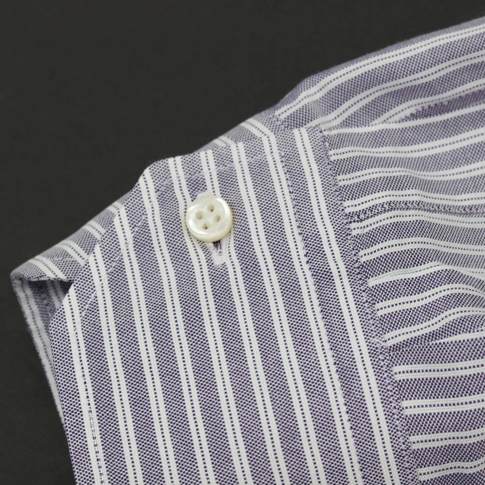 【中古】オリアン ORIAN コットン ストライプ ホリゾンタルカラー ドレスシャツ パープルxホワイト【サイズM】【 状態ランクB 】【 メンズ 】