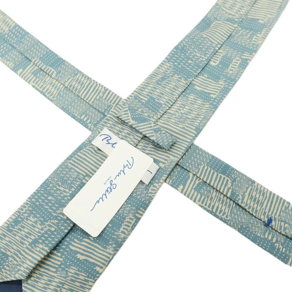 【SALE30%OFF/返品不可】【中古】ブルーステラ Blu Stella シルク プリント ネクタイ ベージュxブルー【 状態ランクB 】【 メンズ 】