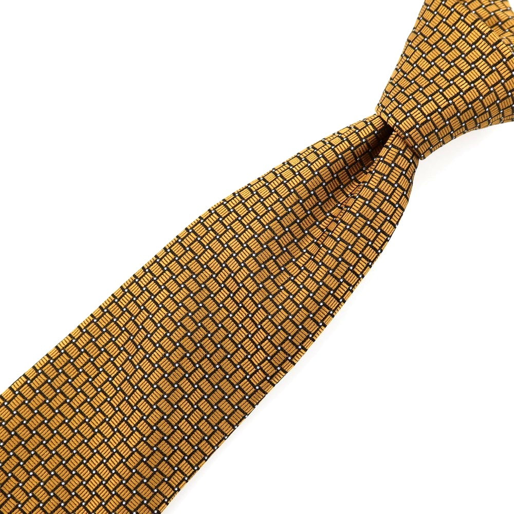 【中古】ランバン LANVIN シルク ネクタイ マスタード系【 状態ランクA 】【 メンズ 】
