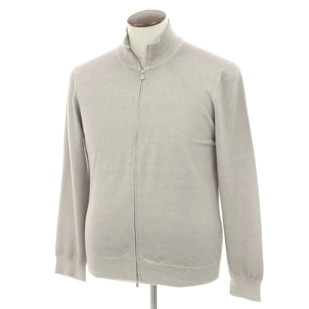 【中古】グランサッソ GRAN SASSO ウール スタンドカラー ダブルジップ カーディガン グレー【サイズ50】【 状態ランクC 】【 メンズ 】
