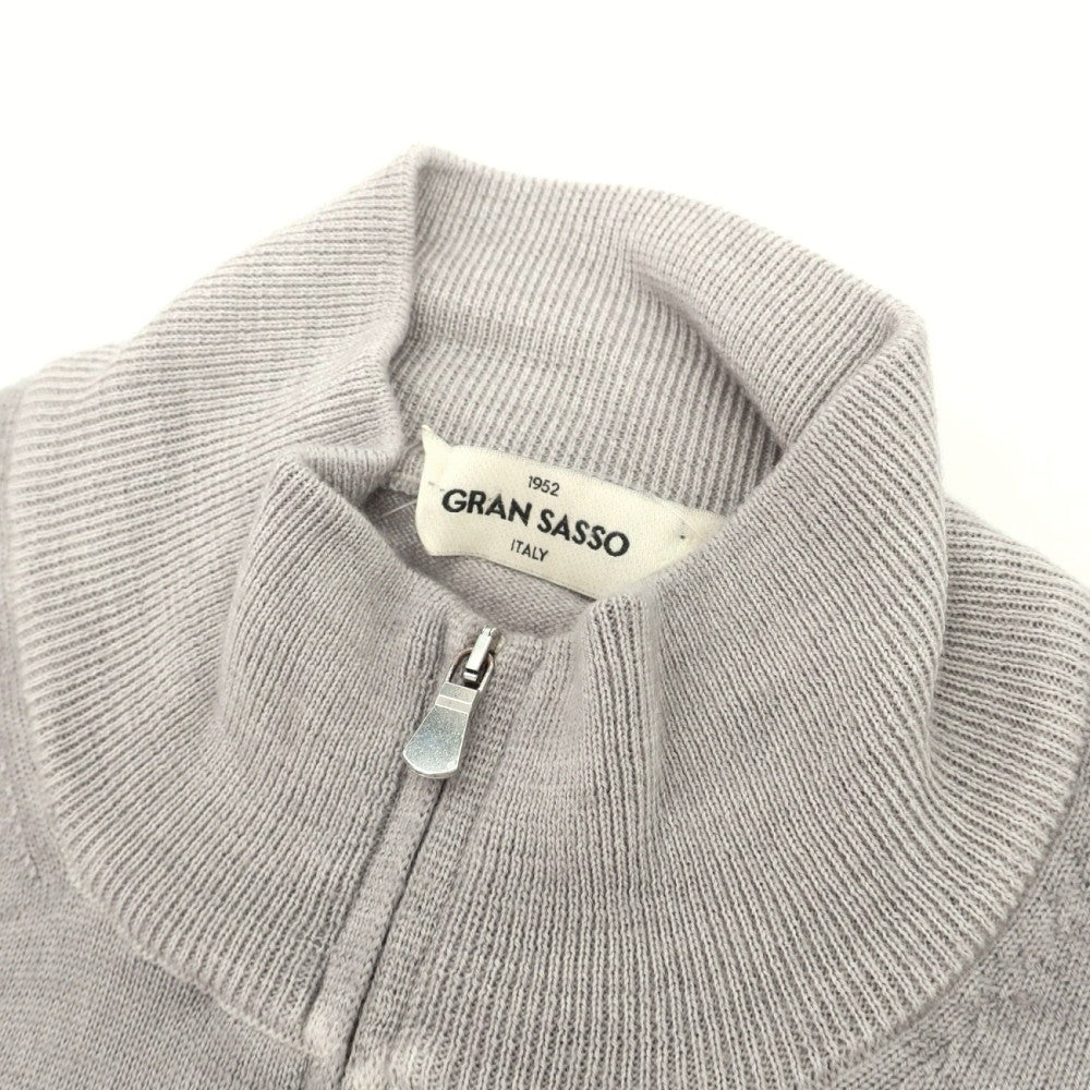 【中古】グランサッソ GRAN SASSO ウール スタンドカラー ダブルジップ カーディガン グレー【サイズ50】【 状態ランクC 】【 メンズ 】