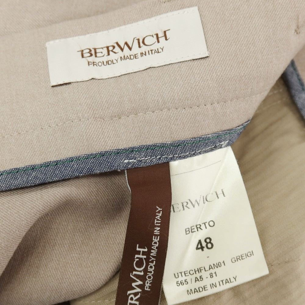 【中古】ベルウィッチ BERWICH BERTO ストレッチ ポリエステルレーヨン イージースラックスパンツ ベージュ系【サイズ48】【 状態ランクC 】【 メンズ 】