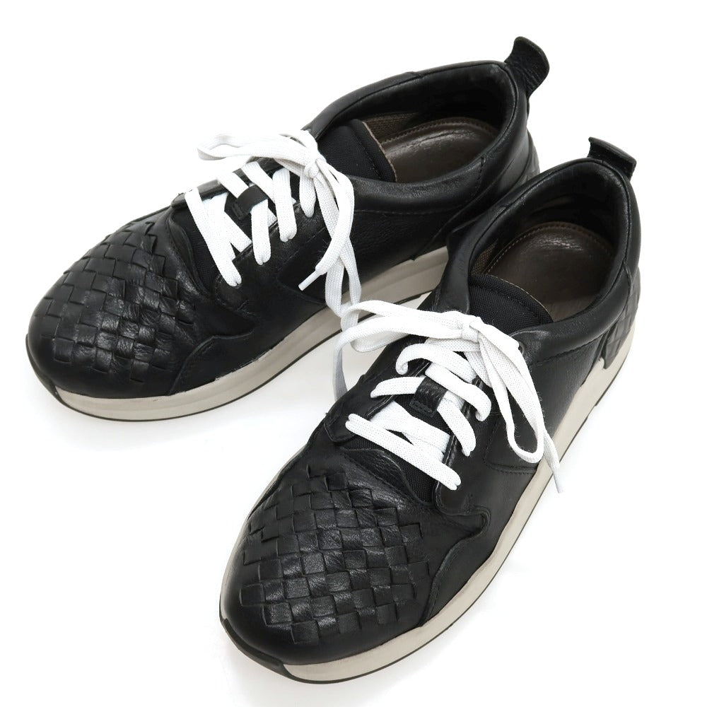 【中古】ボッテガヴェネタ BOTTEGAVENETA レザー スニーカー ブラック【サイズ40 1/2】【 状態ランクC 】【 メンズ 】