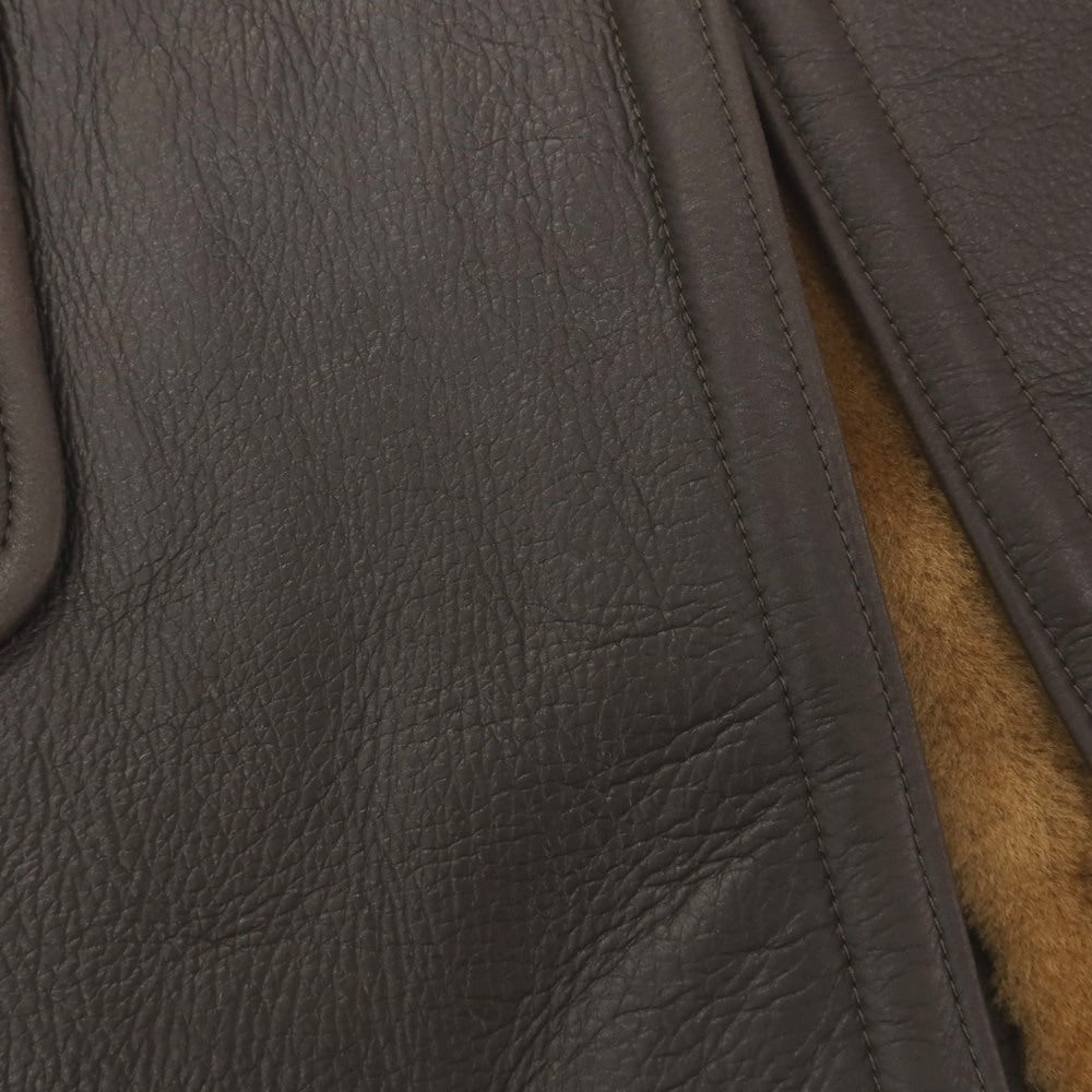 【新品アウトレット】ルッフォ RUFFO ナッパムートン レザー フーデッドコート ブラウン【サイズ50】【 状態ランクN- 】【 メンズ 】