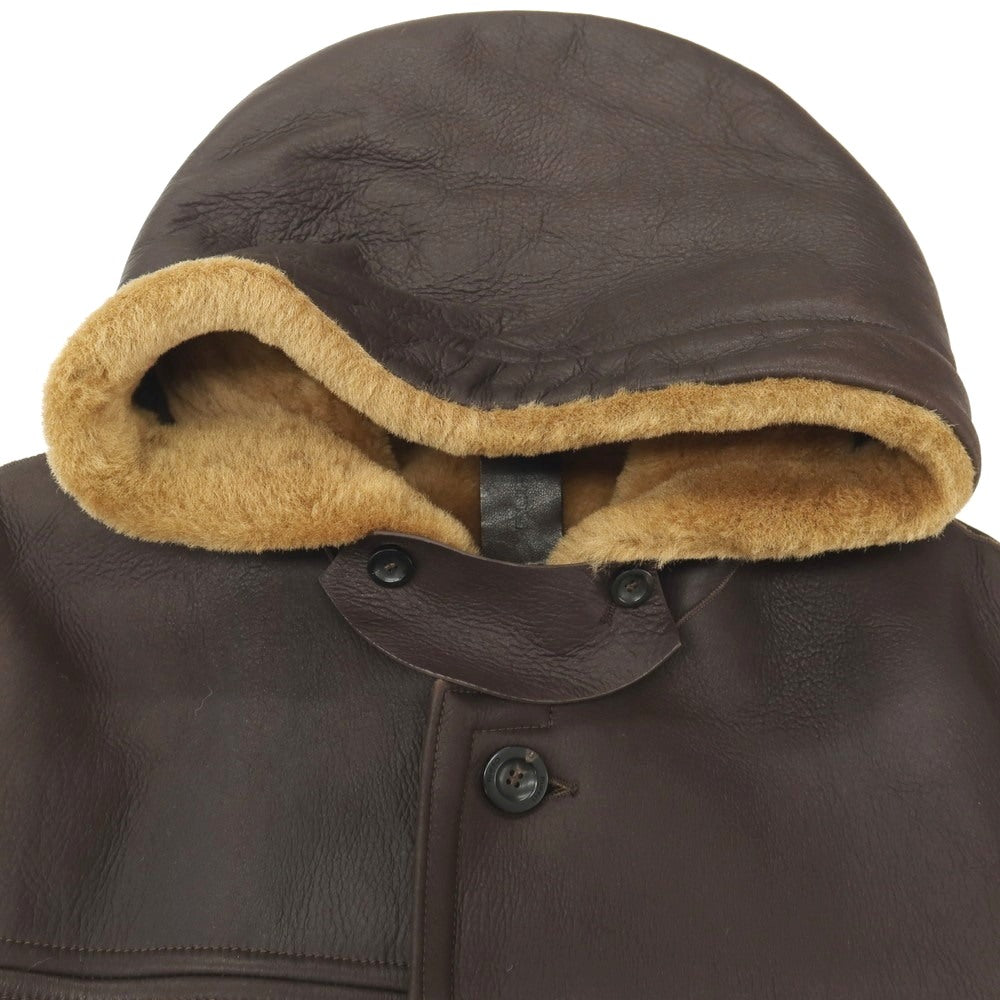 【新品アウトレット】ルッフォ RUFFO ナッパムートン レザー フーデッドコート ブラウン【サイズ50】【 状態ランクN- 】【 メンズ 】