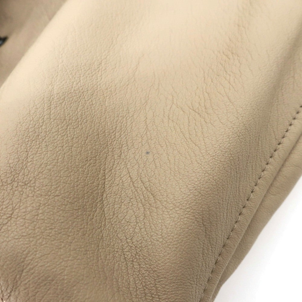 【新品アウトレット】ルッフォ RUFFO リバーシブル レザー&ウールナイロン 中綿入り フーデッド レザーブルゾン ベージュxグレー【サイズ46】【 状態ランクN- 】【 メンズ 】