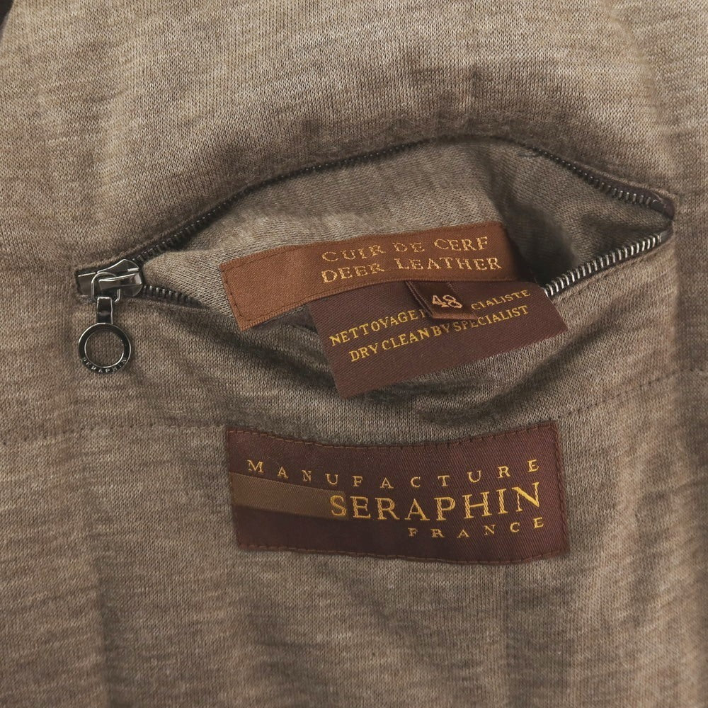 【中古】セラファン SERAPHIN 鹿革 ディアレザー 中綿入りコート ダークブラウン【サイズ48】【 状態ランクD 】【 メンズ 】