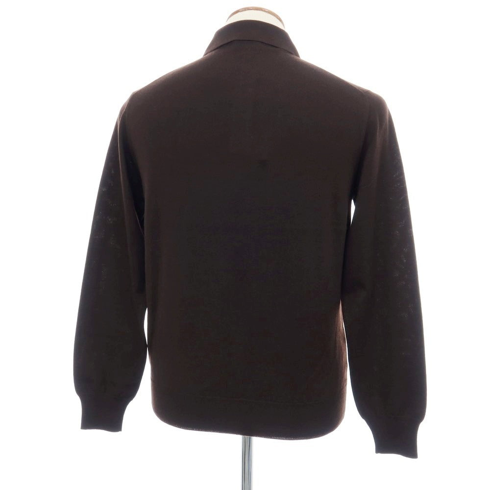 【新品】クルチアーニ CRUCIANI ウール 長袖 ポロニット ダークブラウン【サイズ46】【 状態ランクN 】【 メンズ 】
