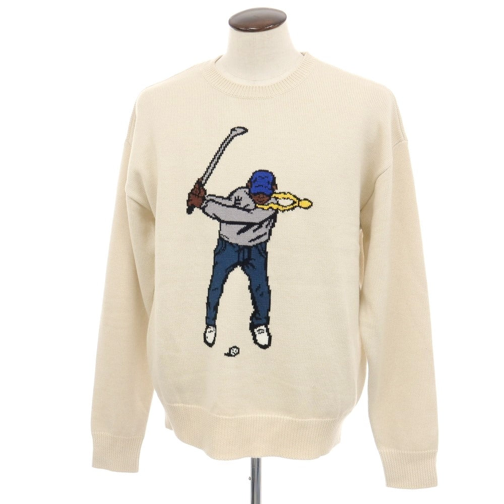 【中古】イーストサイドゴルフ Eastside Golf ポリエステルアクリルナイロンウール スウィングマン セーター プルオーバーニット ライトベージュ【サイズL】【 状態ランクB 】【 メンズ 】