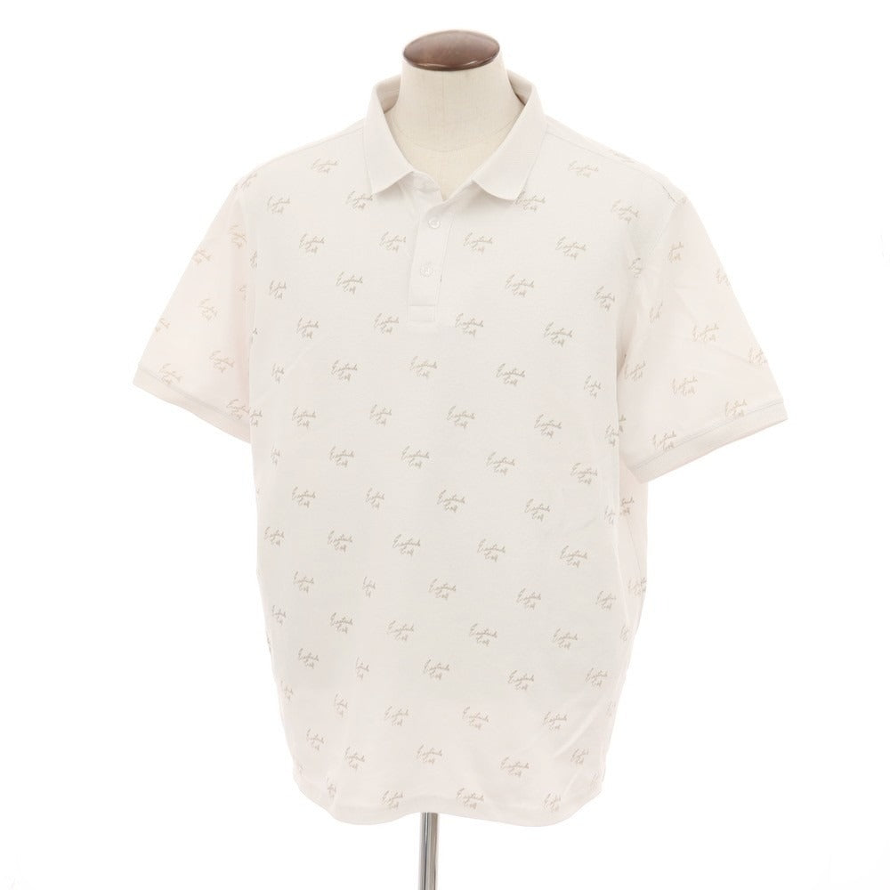 【中古】イーストサイドゴルフ Eastside Golf コットンポリエステル 鹿の子 フロッキーロゴプリント 半袖ポロシャツ ホワイトxグレージュ【サイズ表記なし(XXL位)】【 状態ランクB 】【 メンズ 】