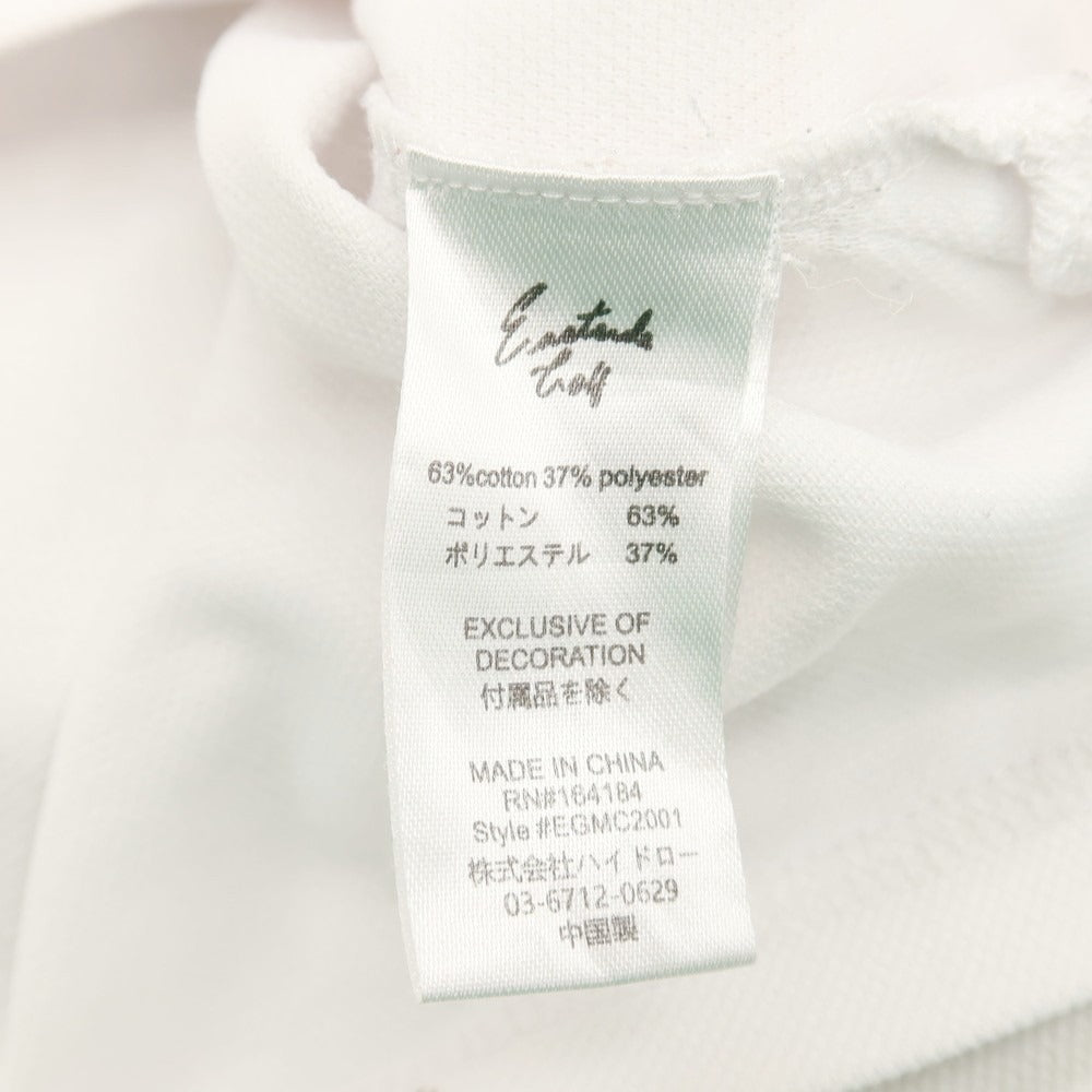 【中古】イーストサイドゴルフ Eastside Golf コットンポリエステル 鹿の子 フロッキーロゴプリント 半袖ポロシャツ ホワイトxグレージュ【サイズ表記なし(XXL位)】【 状態ランクB 】【 メンズ 】