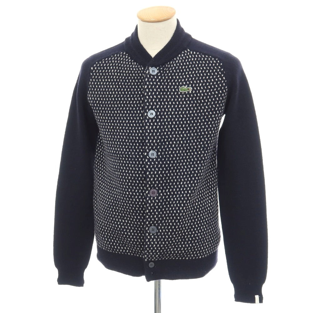 【中古】ラコステ LACOSTE L!VE ウールナイロン カーディガン ネイビーxホワイト【サイズXS】【 状態ランクC 】【 メンズ 】