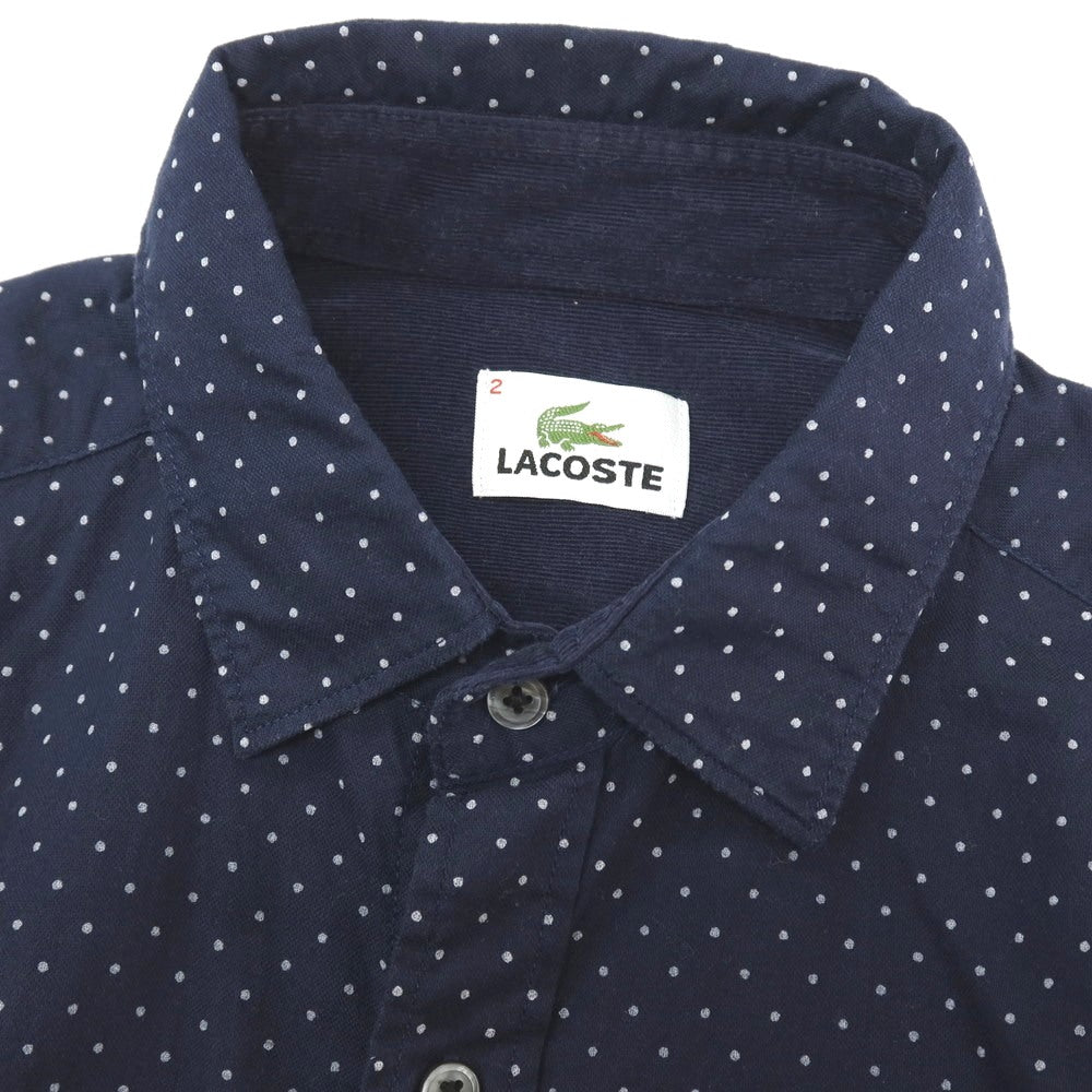 【中古】ラコステ LACOSTE コットン ドット ショートカラー カジュアルシャツ ネイビー【サイズ2】【 状態ランクB 】【 メンズ 】