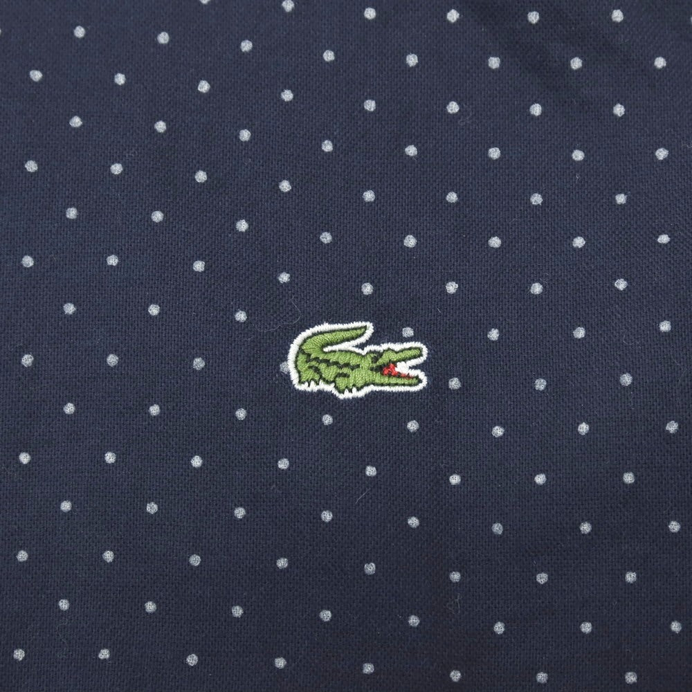 【中古】ラコステ LACOSTE コットン ドット ショートカラー カジュアルシャツ ネイビー【サイズ2】【 状態ランクB 】【 メンズ 】