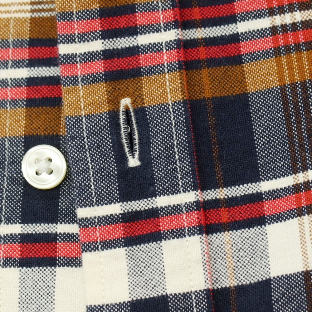 【中古】ラコステ LACOSTE コットン チェック レギュラーカラー カジュアルシャツ ネイビーxブラウン【サイズ38】【 状態ランクB 】【 メンズ 】