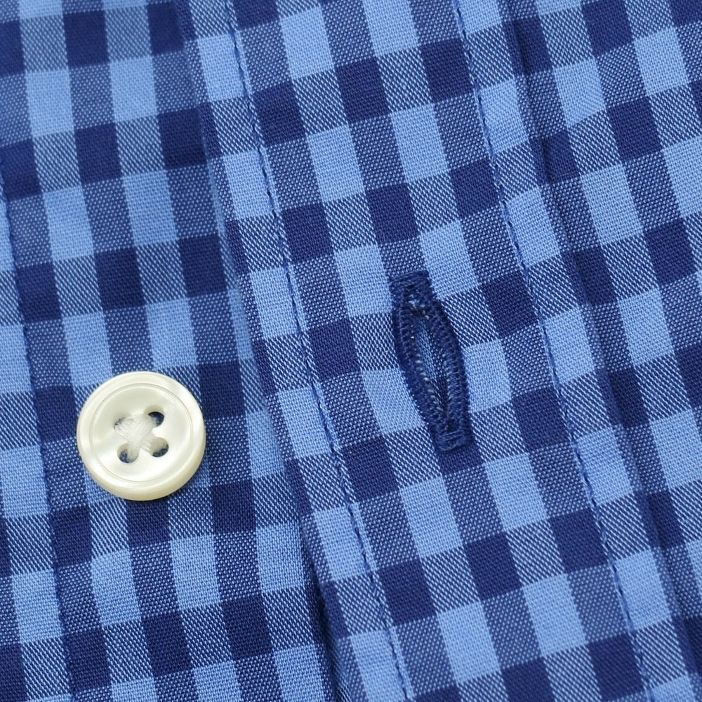 【中古】ラコステ LACOSTE コットン チェック ボタンダウン カジュアルシャツ ブルーxネイビー【サイズ38】【 状態ランクB 】【 メンズ 】