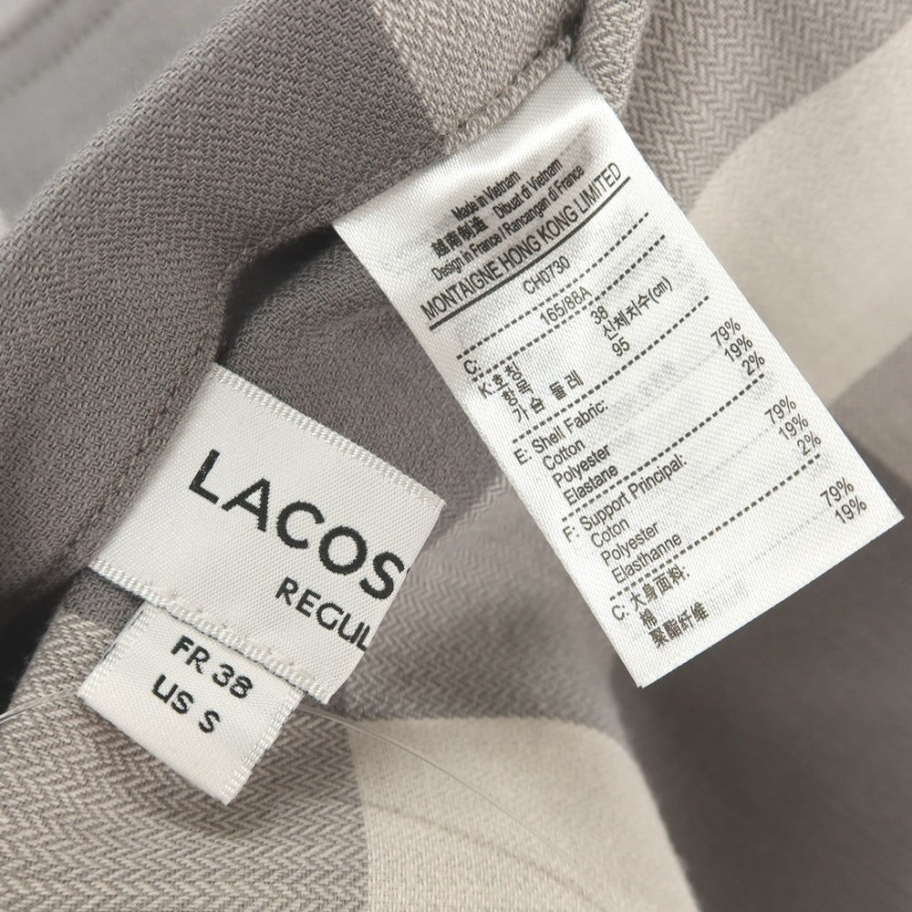 【中古】ラコステ LACOSTE コットンポリエステルポリウレタン チェック×無地 リバーシブル カジュアルシャツ グレー系【サイズ38】【 状態ランクB 】【 メンズ 】