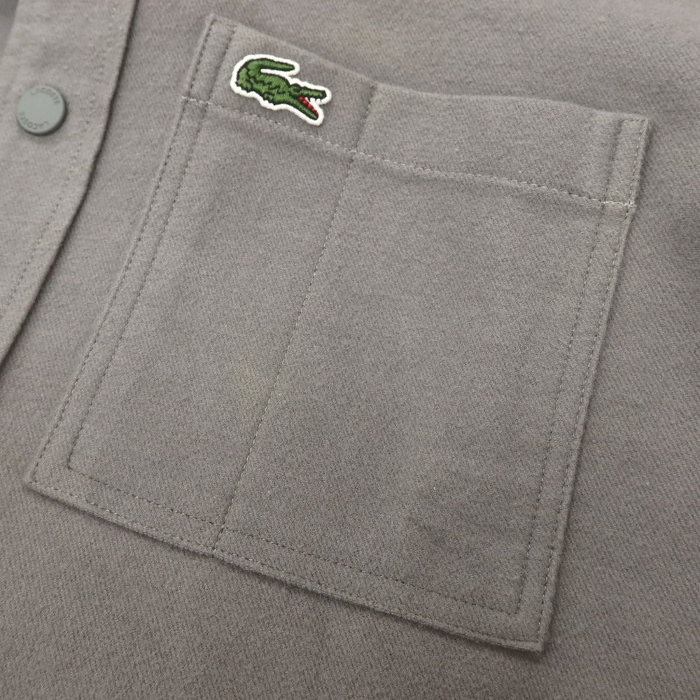 【中古】ラコステ LACOSTE コットンポリエステルポリウレタン チェック×無地 リバーシブル カジュアルシャツ グレー系【サイズ38】【 状態ランクB 】【 メンズ 】
