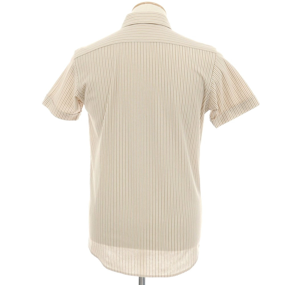 【中古】ラコステ LACOSTE コットンポリエステル ストライプ ボタンダウン 半袖シャツ ベージュ【サイズ2】【 状態ランクA 】【 メンズ 】